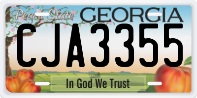 GA license plate CJA3355