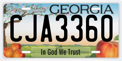 GA license plate CJA3360