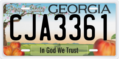GA license plate CJA3361