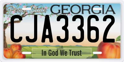 GA license plate CJA3362