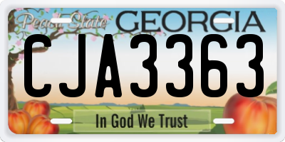 GA license plate CJA3363