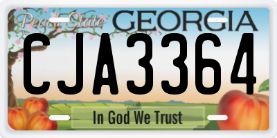 GA license plate CJA3364