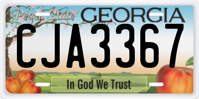 GA license plate CJA3367