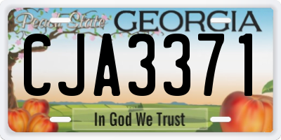 GA license plate CJA3371
