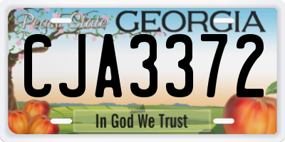 GA license plate CJA3372