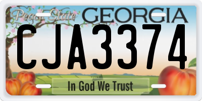 GA license plate CJA3374