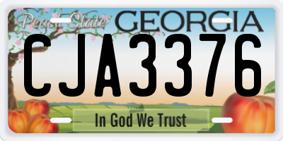 GA license plate CJA3376