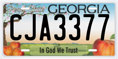 GA license plate CJA3377