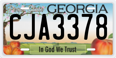 GA license plate CJA3378