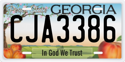 GA license plate CJA3386