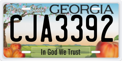 GA license plate CJA3392