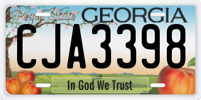 GA license plate CJA3398