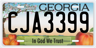 GA license plate CJA3399