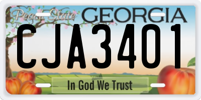 GA license plate CJA3401