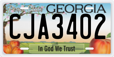 GA license plate CJA3402