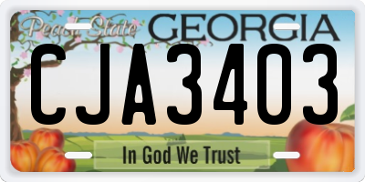 GA license plate CJA3403