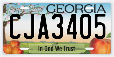 GA license plate CJA3405