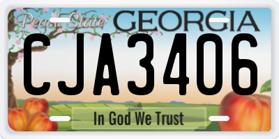 GA license plate CJA3406