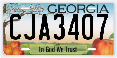 GA license plate CJA3407