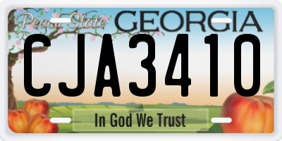 GA license plate CJA3410