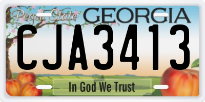 GA license plate CJA3413