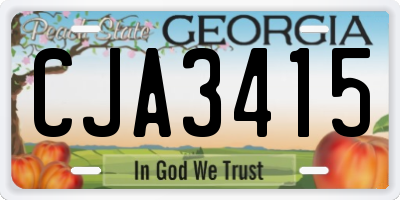 GA license plate CJA3415