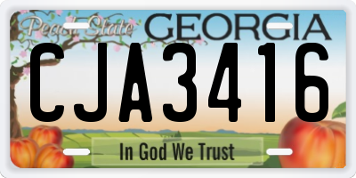 GA license plate CJA3416