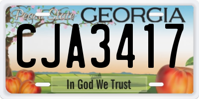 GA license plate CJA3417
