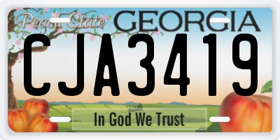 GA license plate CJA3419
