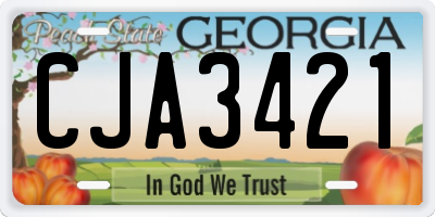 GA license plate CJA3421