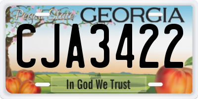 GA license plate CJA3422