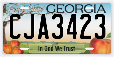 GA license plate CJA3423