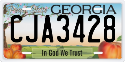 GA license plate CJA3428