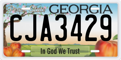 GA license plate CJA3429