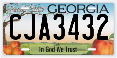 GA license plate CJA3432