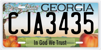 GA license plate CJA3435