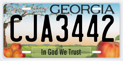 GA license plate CJA3442