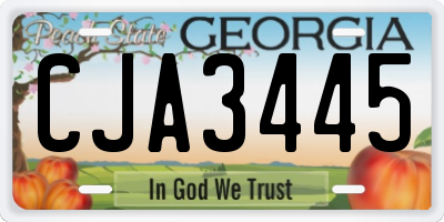 GA license plate CJA3445
