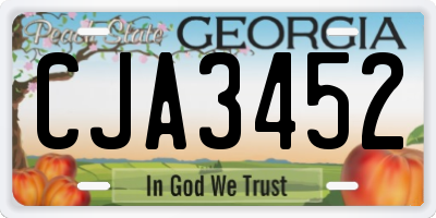 GA license plate CJA3452