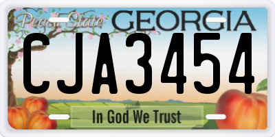 GA license plate CJA3454