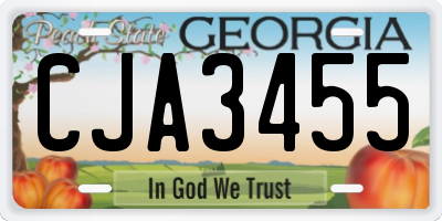 GA license plate CJA3455