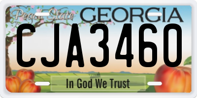 GA license plate CJA3460