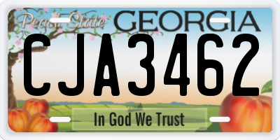 GA license plate CJA3462