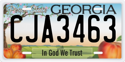 GA license plate CJA3463