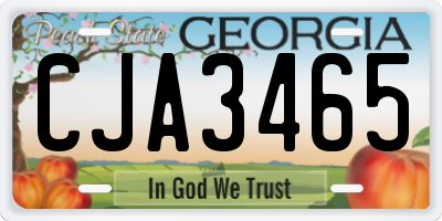 GA license plate CJA3465