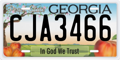 GA license plate CJA3466