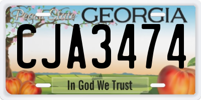 GA license plate CJA3474