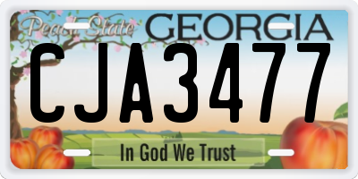 GA license plate CJA3477