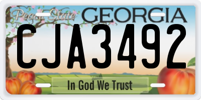 GA license plate CJA3492