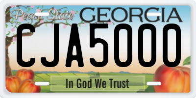 GA license plate CJA5000